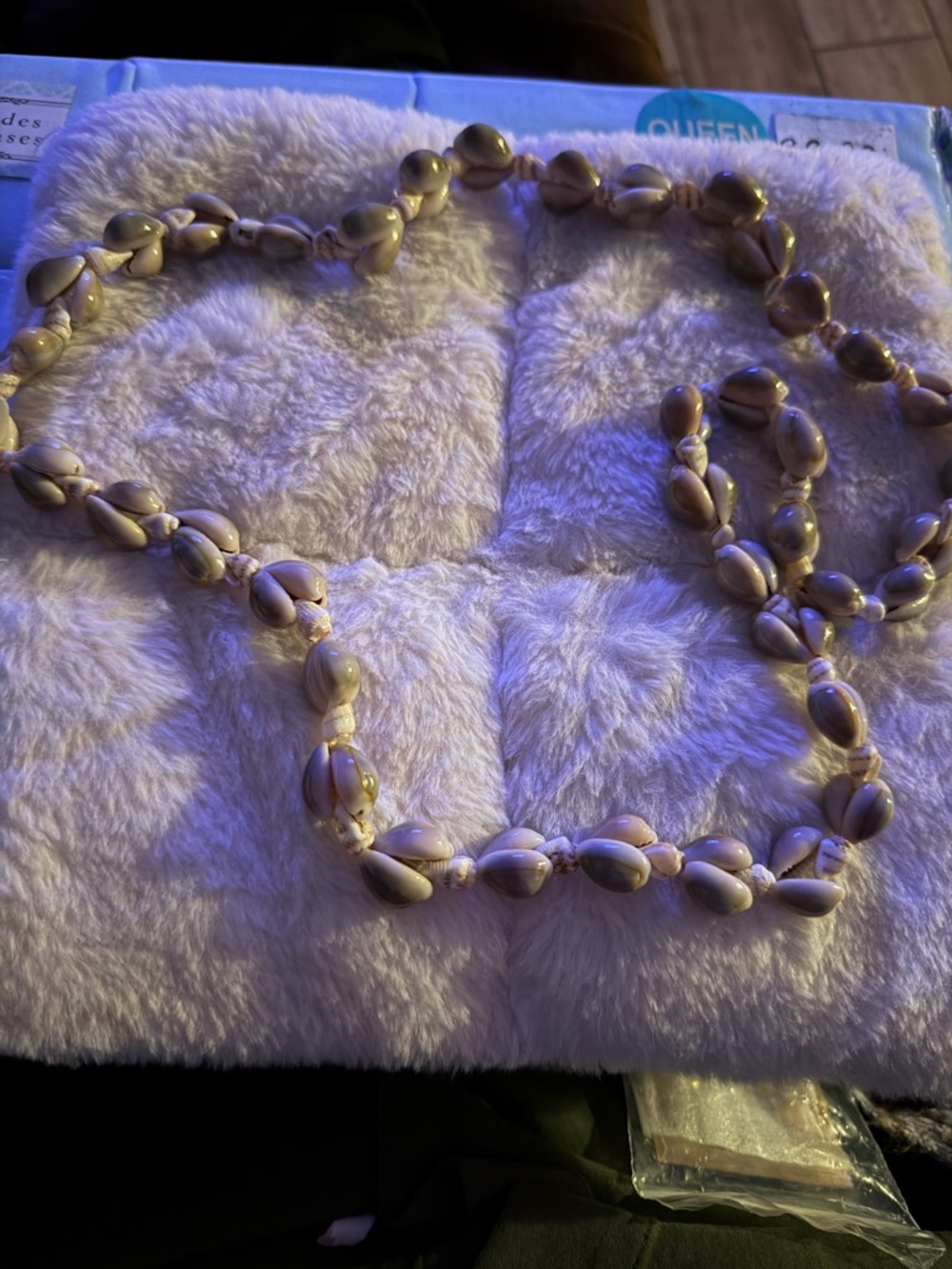 Source Unknown Natural Shell Bead Necklace in Cream and Tan